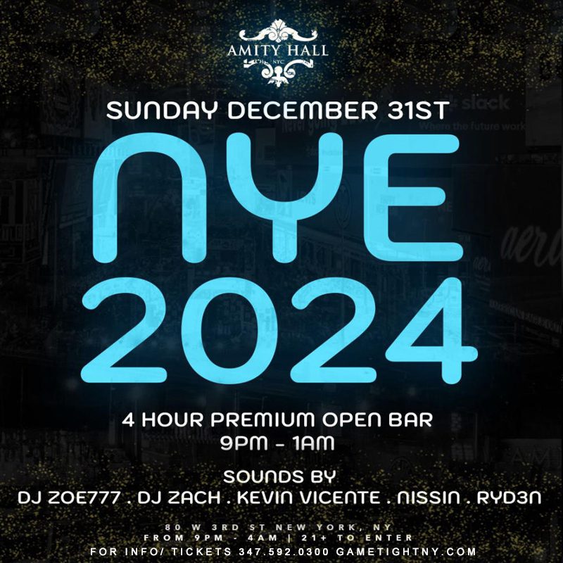 Amity Hall Downtown NYC New Year's Eve party 2024
